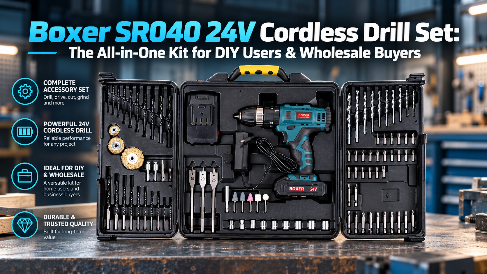 Boxer SR040 24V Cordless Drill Set: The All-in-One Kit for DIY Users & Wholesale Buyers